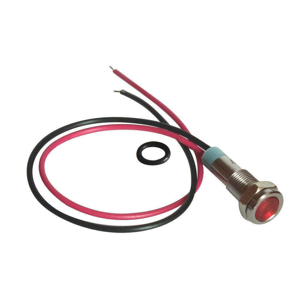 2Pcs 6mm 12V LED Metal Indicator Light Signal Lamp with Wire Leads Red&Green