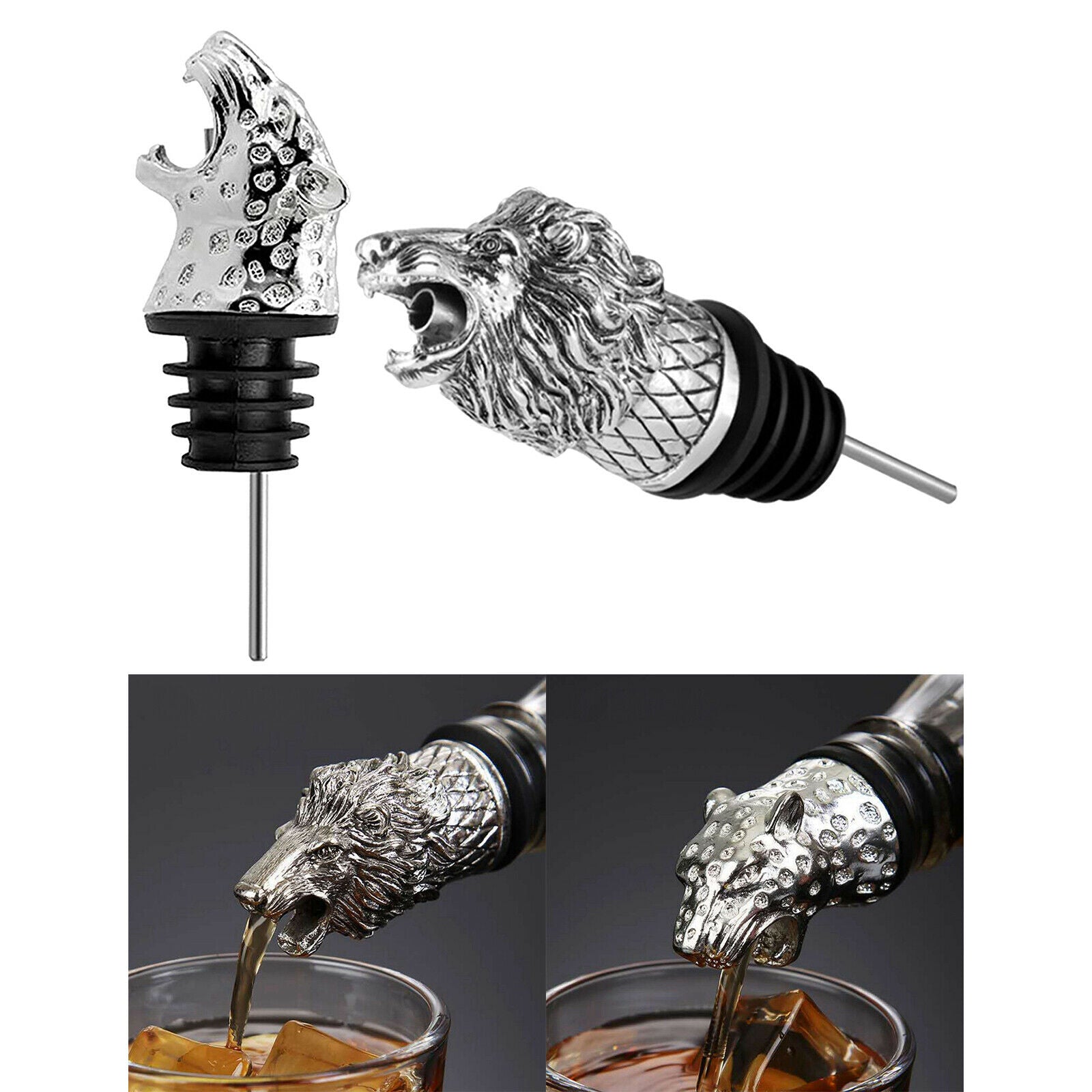 2pcs Metal Wine Bottle Champagne Pourer Stopper Wine Caps Sealers Preservers