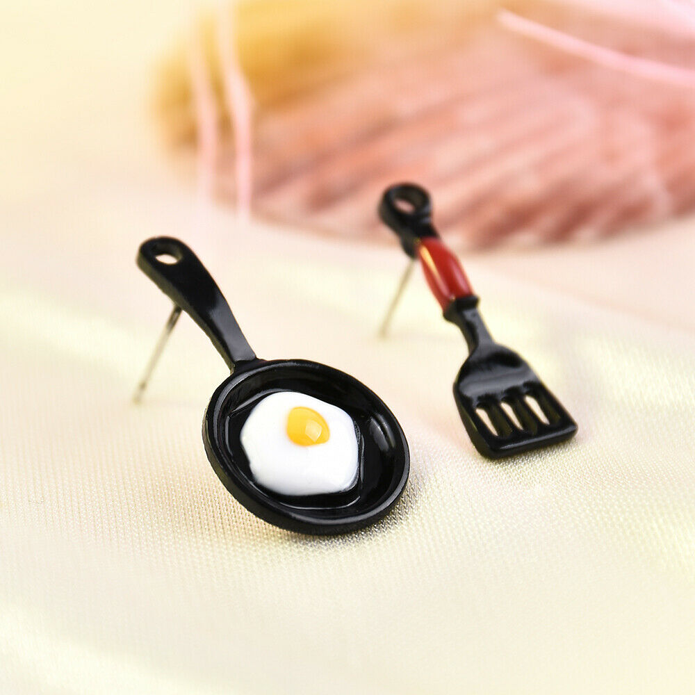 Cartoon Asymmetric Stud Earrings Enamel Fried Egg Earrings For Women Jewelry