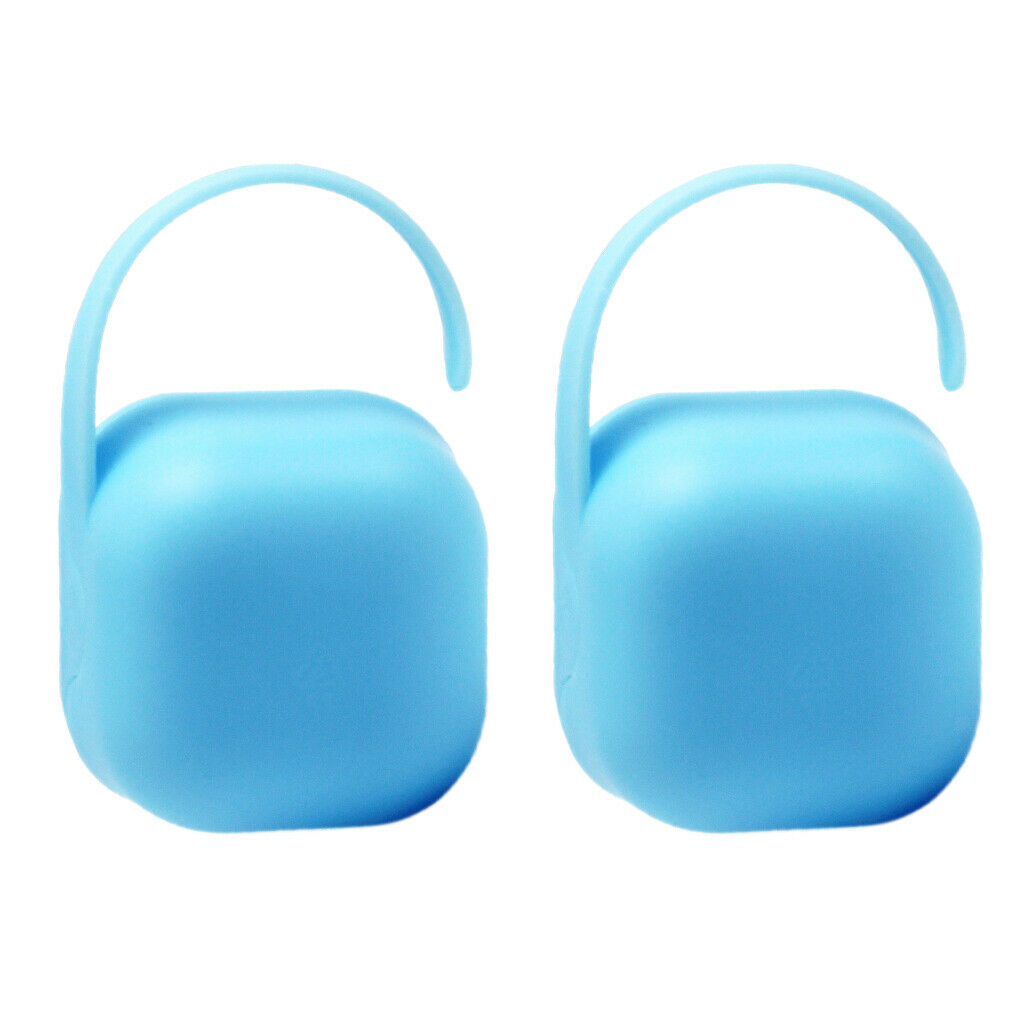 2x Pacifier Pacifier Container Holder Portable Travel Case Storage Blue