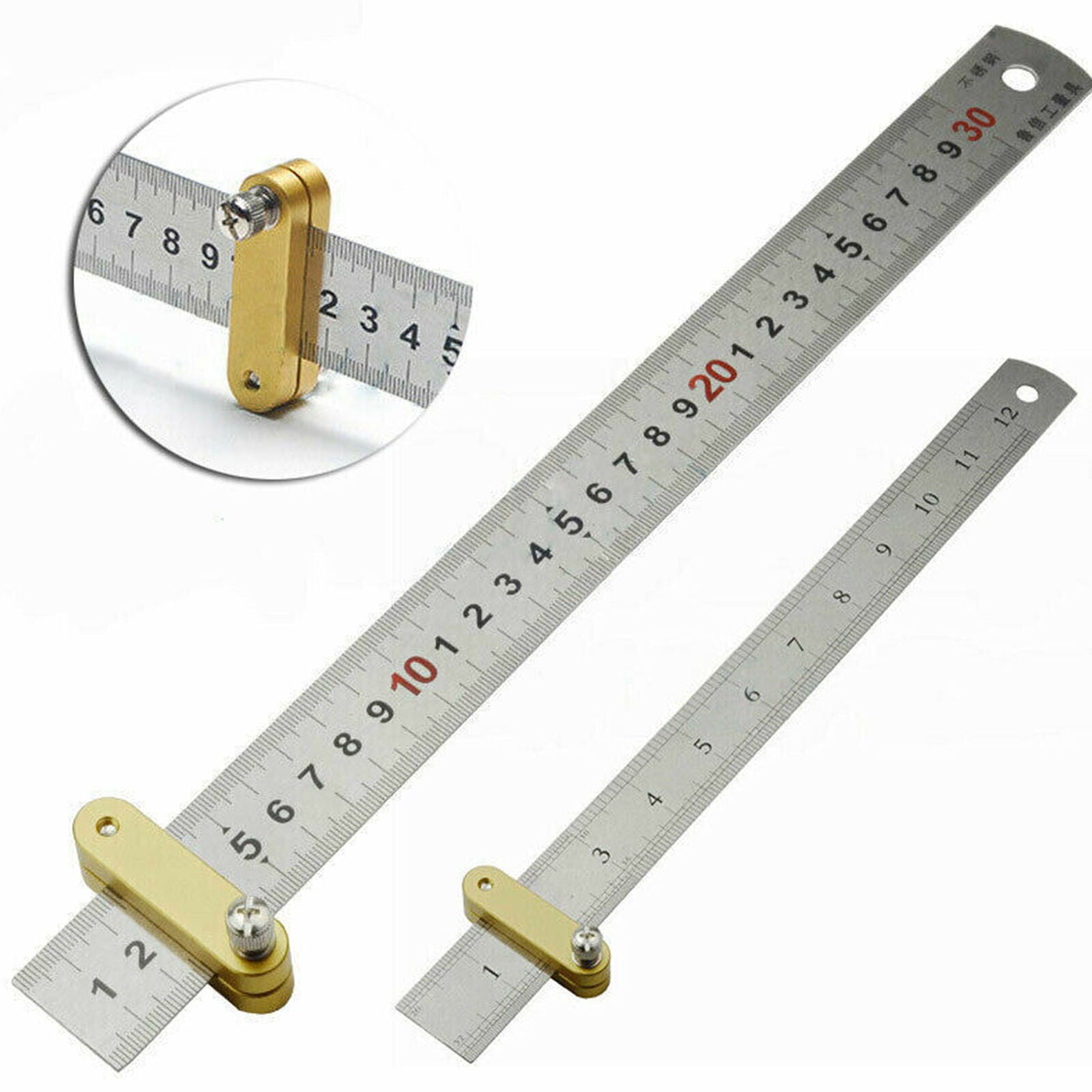 300mm Stainless Steel Locator Scriber Ruler Metal Metric Scribing Straight Wood