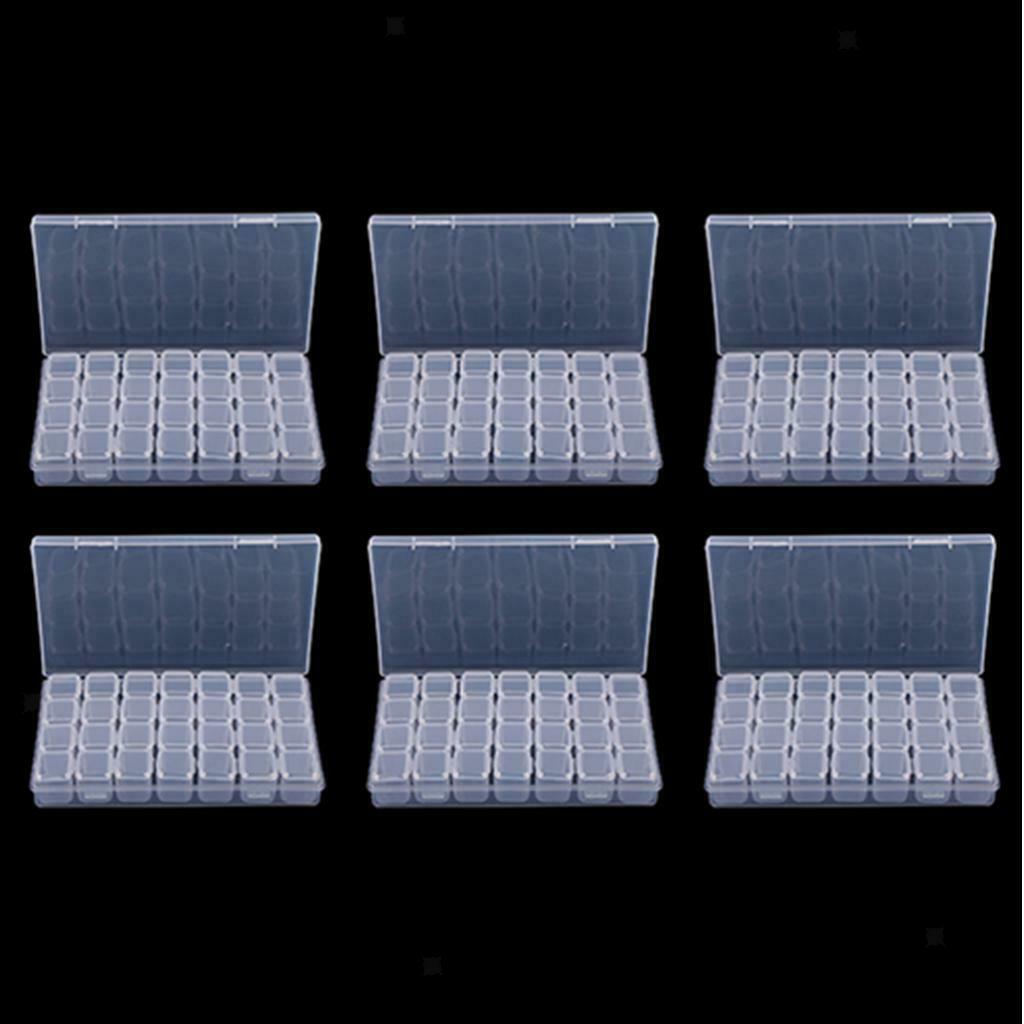 6x 28 Slots Detachable Transparent Plastic Beads Storage Box Organizer