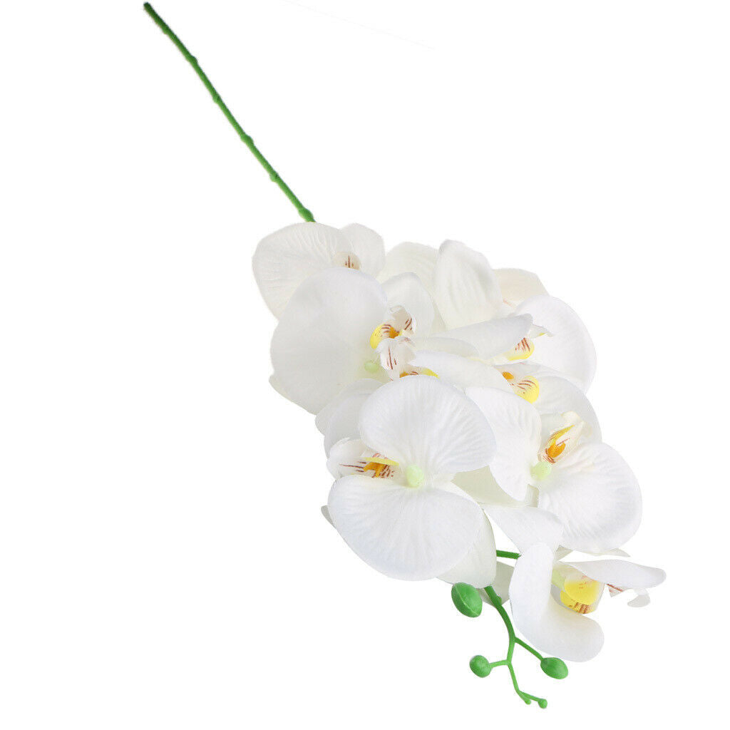 3x Artificial Phalaenopsis 9 Head Home Decorative Orchid Flower Bonsai White