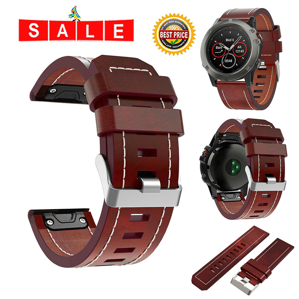 Leather Thread Watch Band Bracelet Strap 26mm for Garmin Fenix 3 Fenix 5X