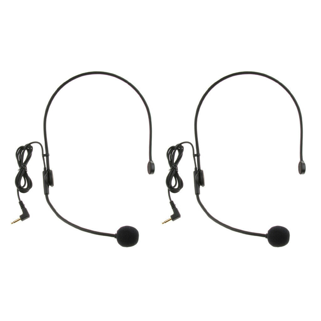 2 X 3.5mm Headset Headworn Microphone Condenser Microphone For Tour Guiding