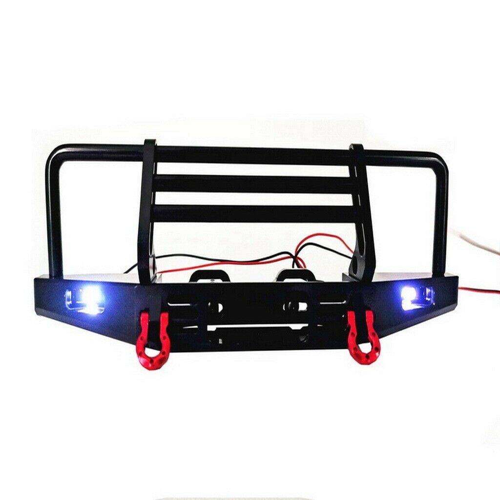 Metal Front Bumper With LED Lights For 1/10 Axial SCX10 TRX4 RC Crawler