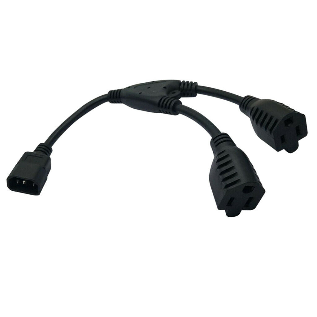 New C14 Male to 2x5-15R Female 30cm 3 Prong 0.75 Square PDU Server Kit