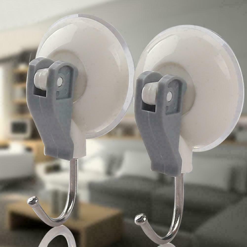 2PCS Strong Hold Vacuum Suction Cup Hooks Shower-Kitchen Walls Organizer J9K9