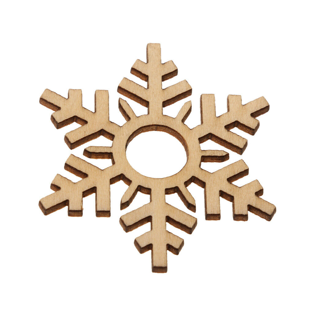 50 Wooden Snowflakes Ornament DIY Christmas Decoration Accessory