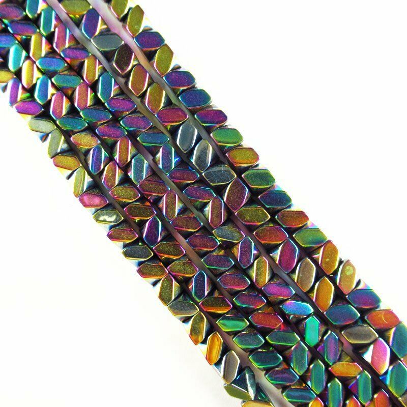 4x4x4mm Faceted Rainbow Hematite Cube Pendant Loose Bead 15.5 " 22g A-428TS