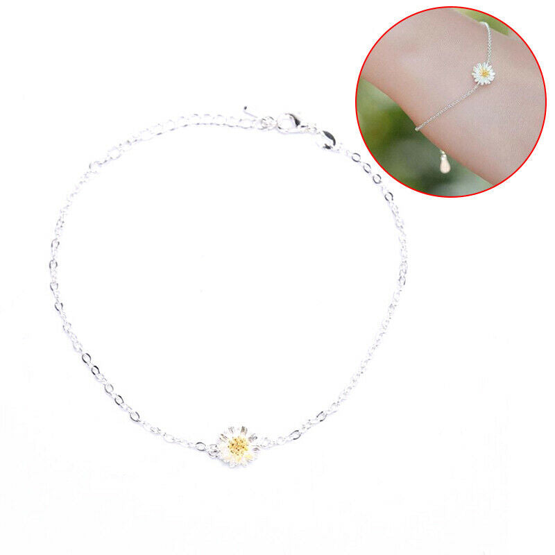 Beautiful Small Daisy Flower Chian Bracelet Simple Charm Bracelets Women .l8