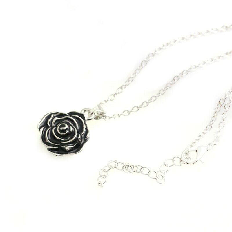 Black Rose Heart Cremation Urn Necklace for Ashes Urn Jewelry Memorial Pe.l8