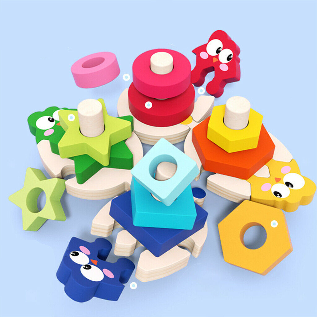 Baby Montessori Geometric Stacker Building Toddler Learning Educational Toys
