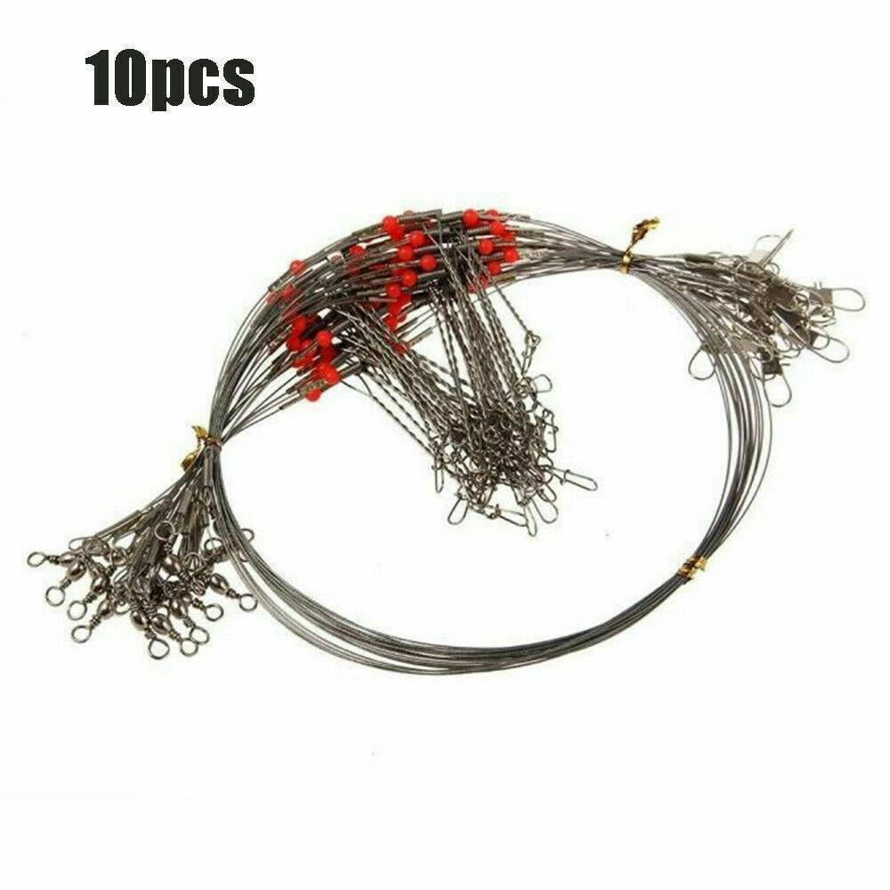 10 High Carbon Fishing Wire Line Rope Wire Safety Snaps Leader Trace With Snap..