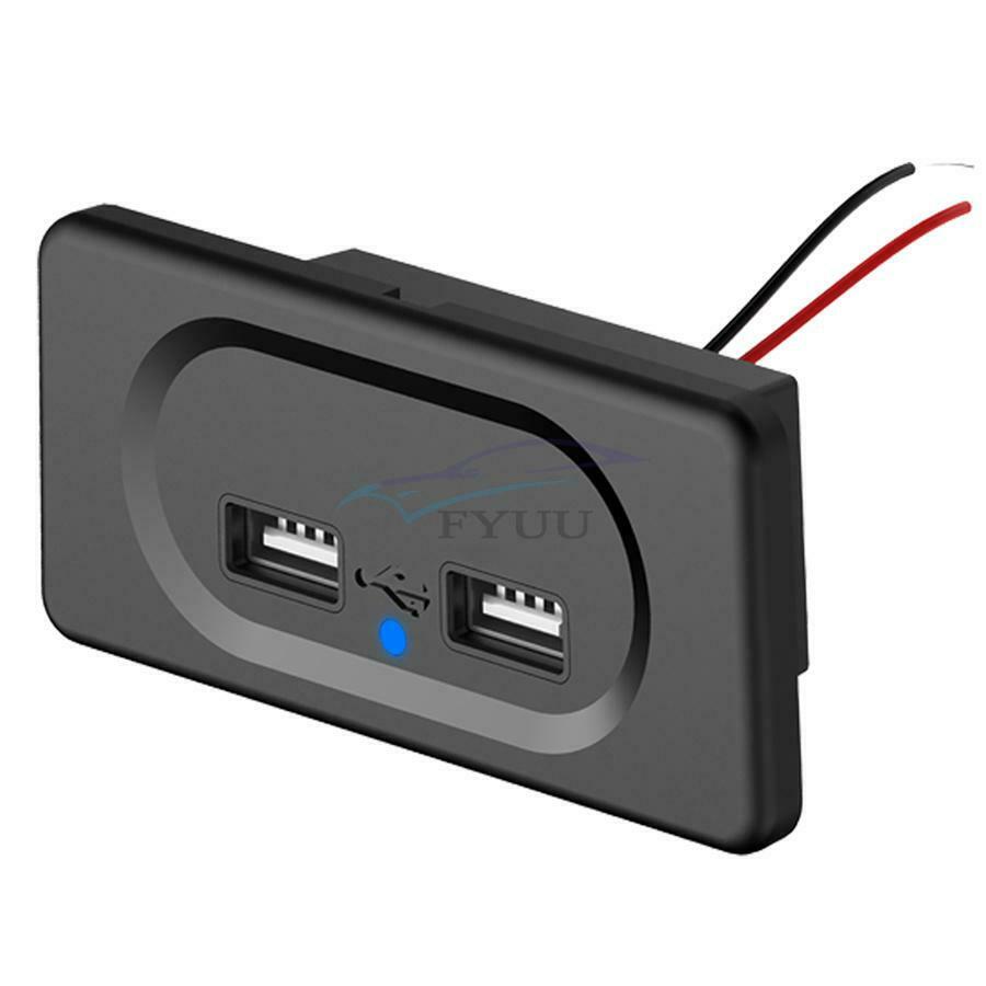 12V-24V LED Indicator Dual USB Charging Ports Socket For Phone Tablet USB Device