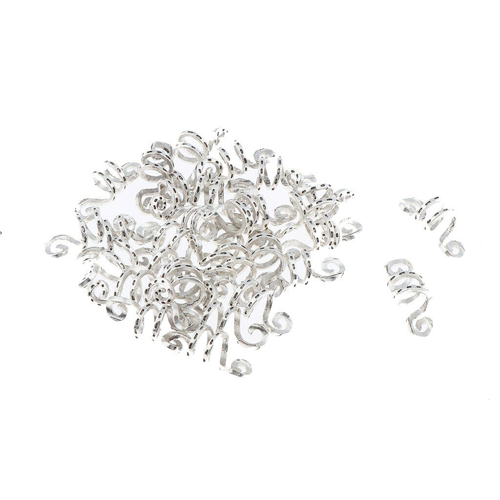 30 Packs 1cm Metal Dreadlocks Hair Braiding Beads Cuffs Clips for DIY Crafts