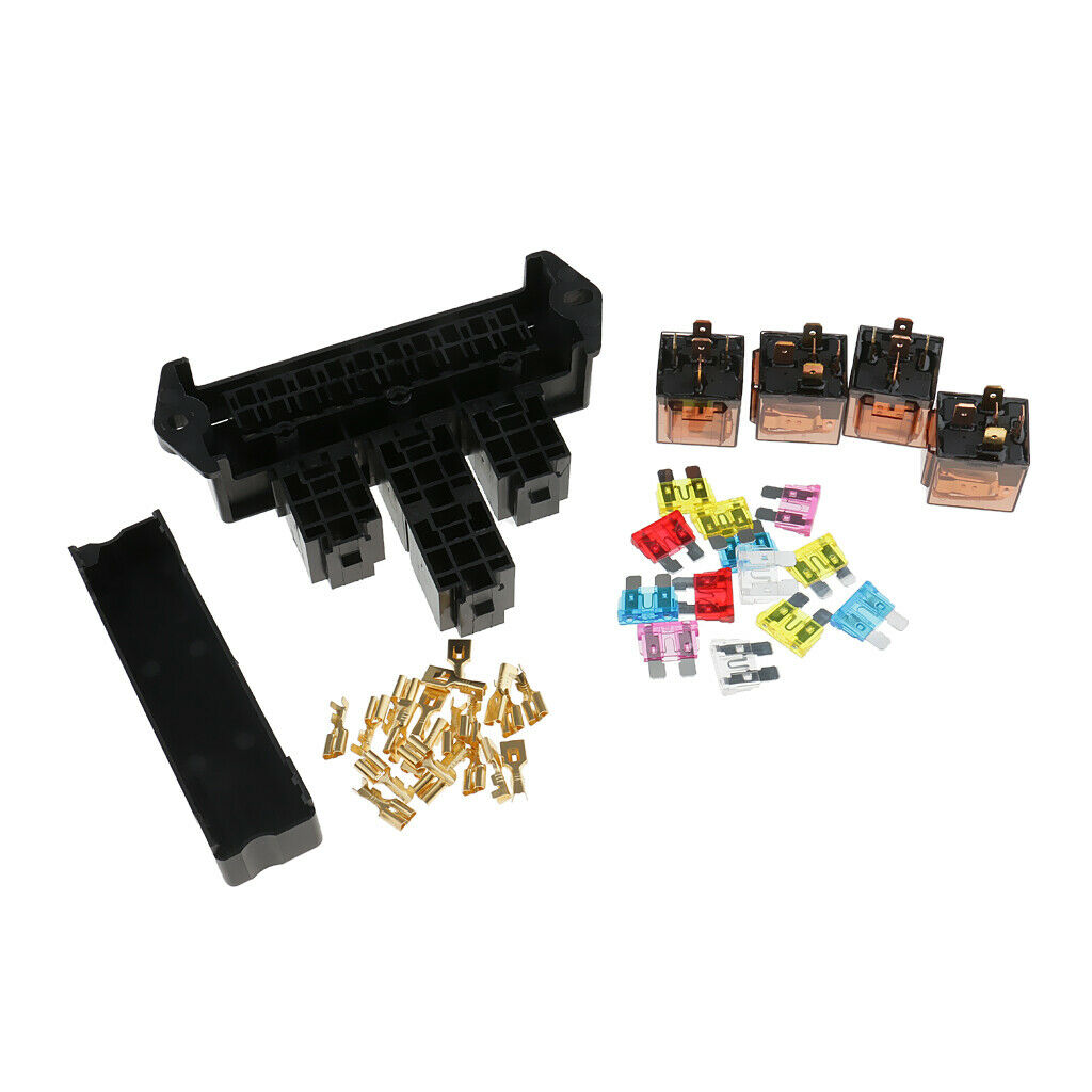 Box Relays Blade 10 Fuses Fuse Relay 12V 80A 4 relay Car Universal