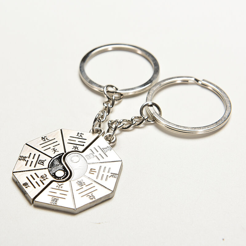 Great Lovers Split Yin Yang Ba Gua Tai Chi Chrome Satin Couples Key Chains XD Rf