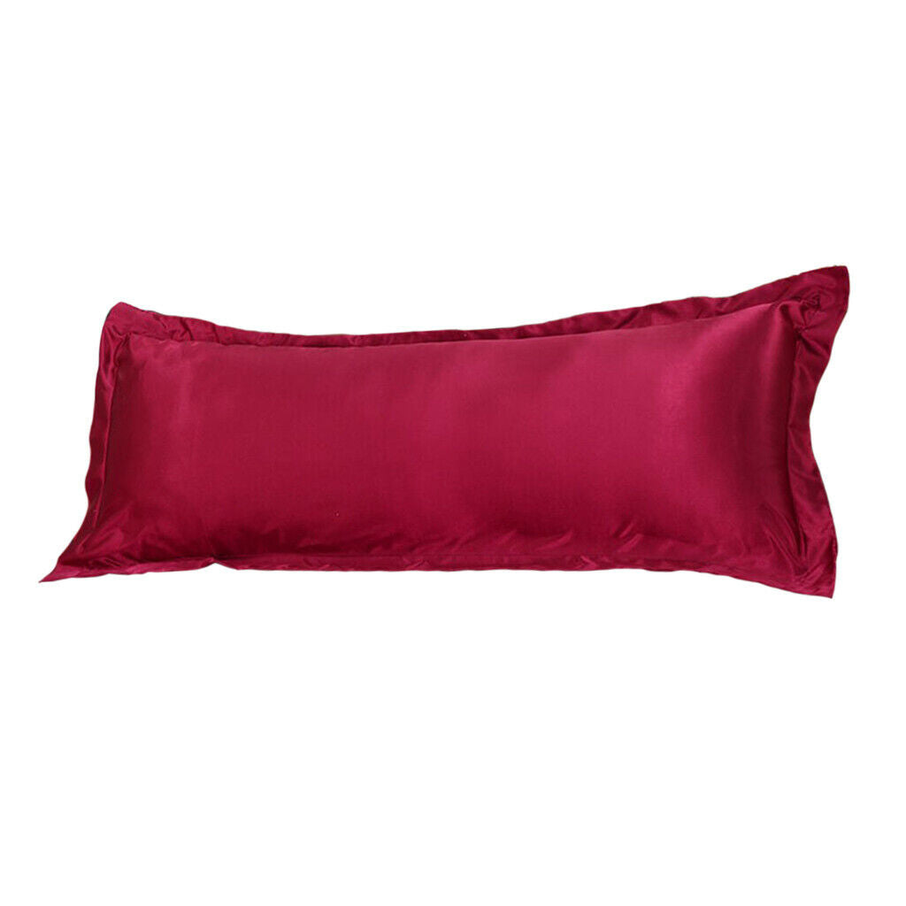 Solid Color Luxury Silk Body Full Long Pillow Case Cover Red 48x120cm