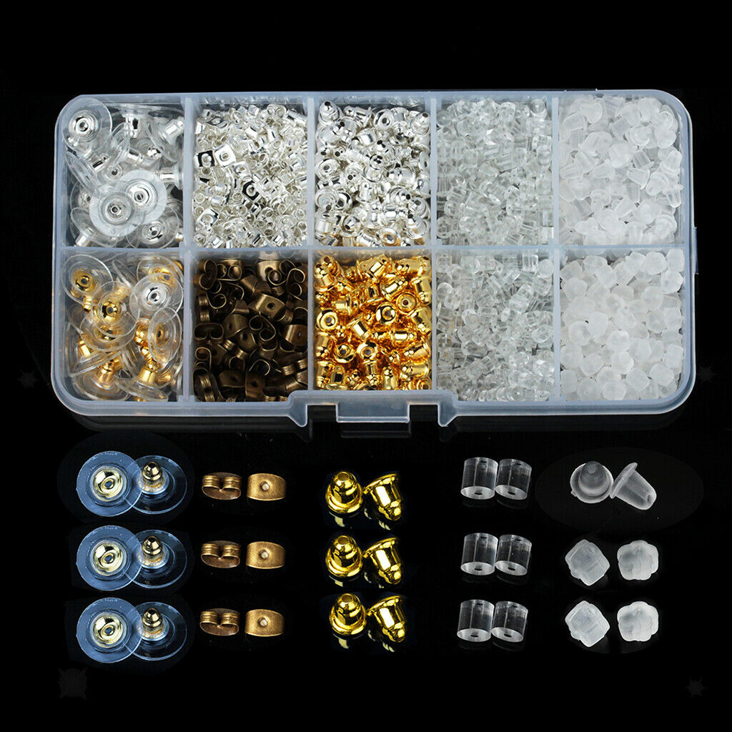 1040Pcs Earring Safety Backs DIY Jewelry Findings Making Supplies With Box