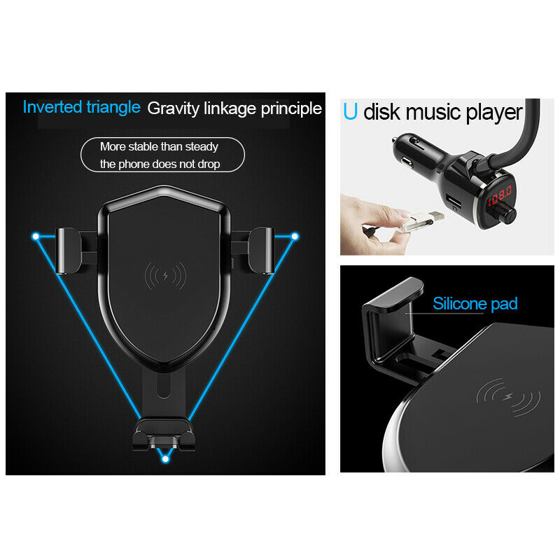 Mobile Phone Holder Dual USB QC3.0 Car Charger MultiFunction  Bluetooth Charger