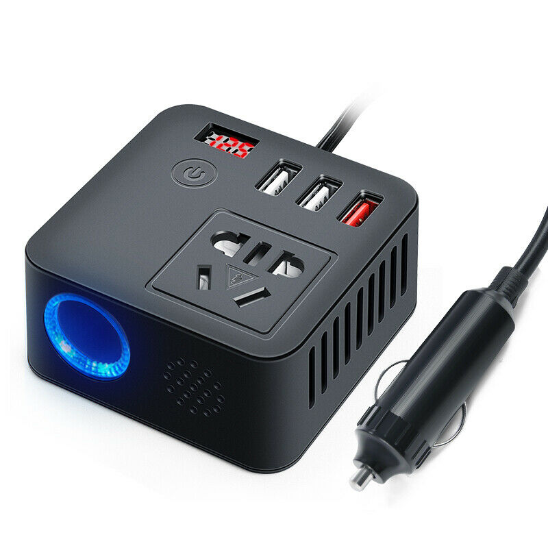 LED Digital Car Auto Power Inverter DC12V 24V to AC220V QC3.0 USB Socket Charger