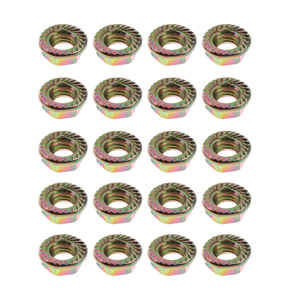 20 Pieces Carbon Steel Serrated Hex Flange Nut Hex Lock Nickel Plated 40M8
