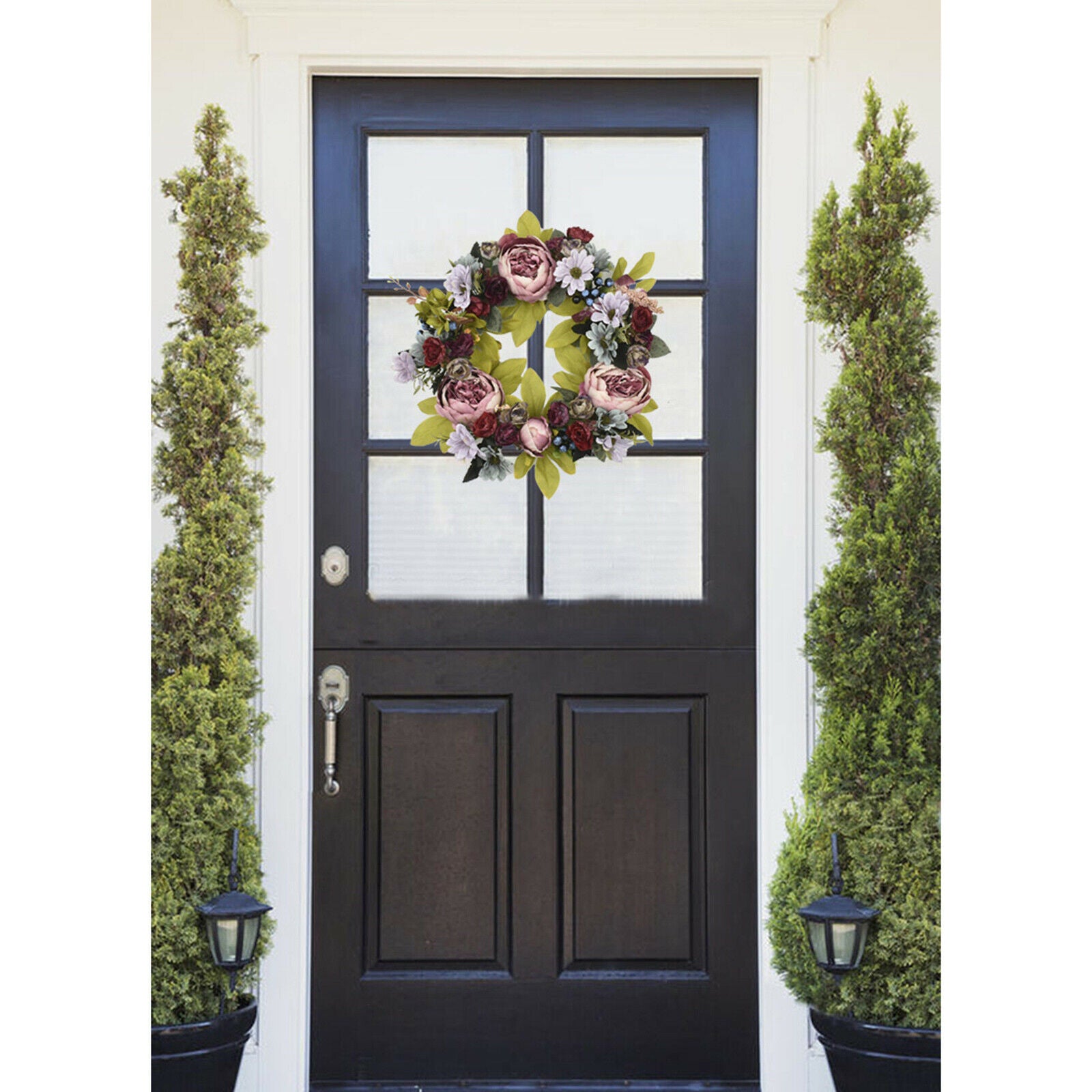 Artificial Flower Wreath 16inch Wreath for Festival Front Door Farmhouse