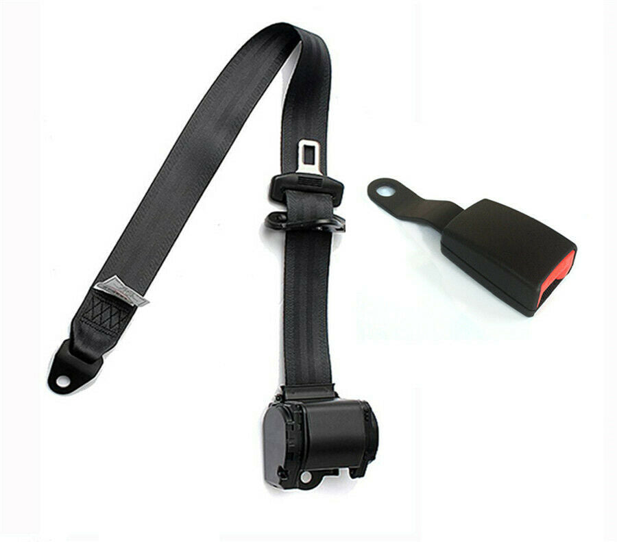 1PC 3 Point Retractable Safety Seat Belts Lap for Auto With Curved Rigid Buckle