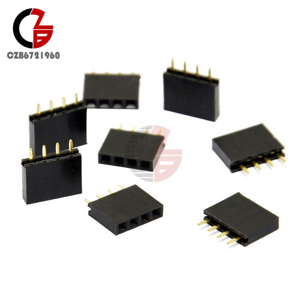 50PCS Single Row 1x4 pins 2.54mm Female Header Straight For Arduino