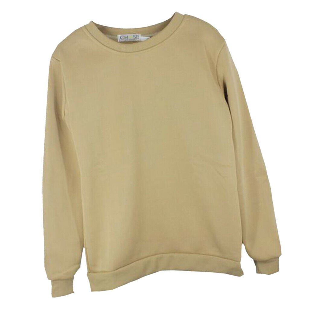 Autumn Solid Round Neck Long Sleeves Fleece Sweatshirts Unisex Loose Top 5XL