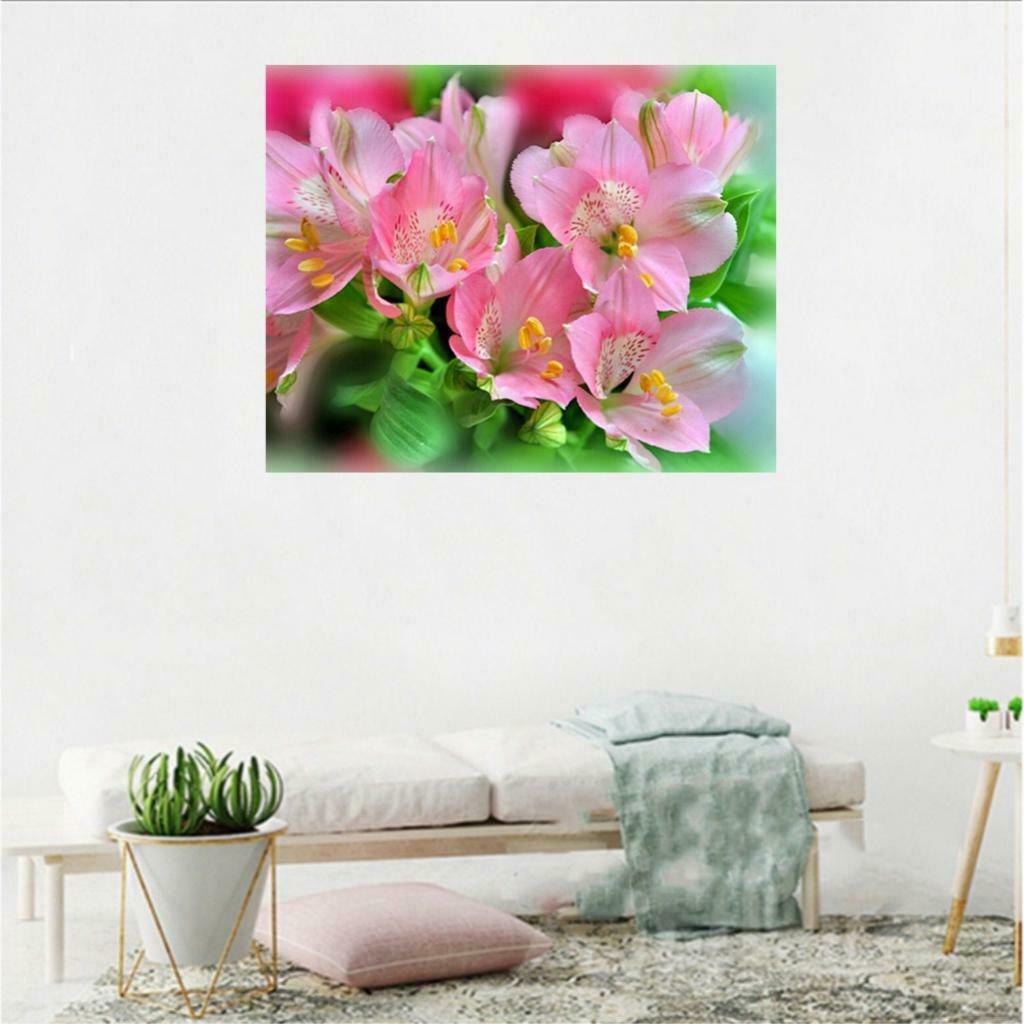Pink Flowers DIY 5D Diamond Painting Embroidery Cross Stitch Kit Home Decor