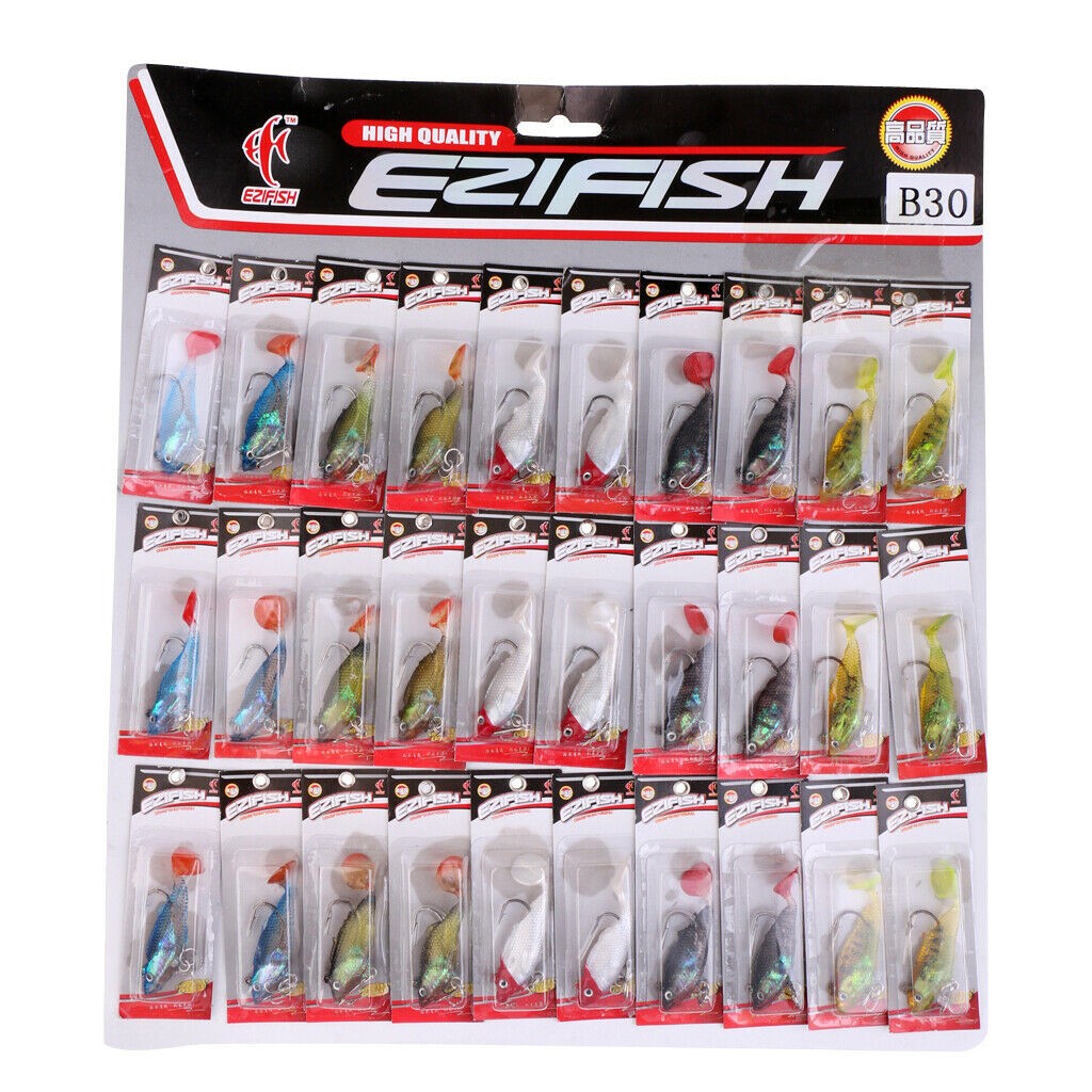 Lot 30Pcs Soft Shad Lures Bait Perch Pike Chub Trout Zander Bass Sea Fishing