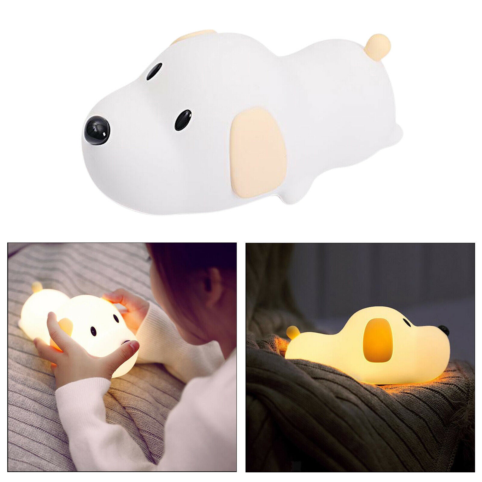 Silicone Puppy Touch Sensor Night Light Color Changing Children Bedside Lamp