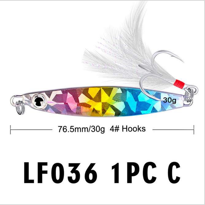 5Pcs 30g Jigs Fishing Lures Metal Hard Baits Lead Alloy FishLure Feather Hooks s