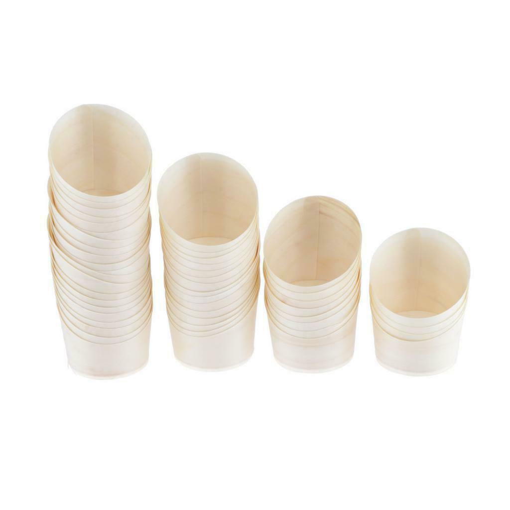 50 Pieces Disposable Wooden Oblique Cut Cups for Party Serving Food Snacks