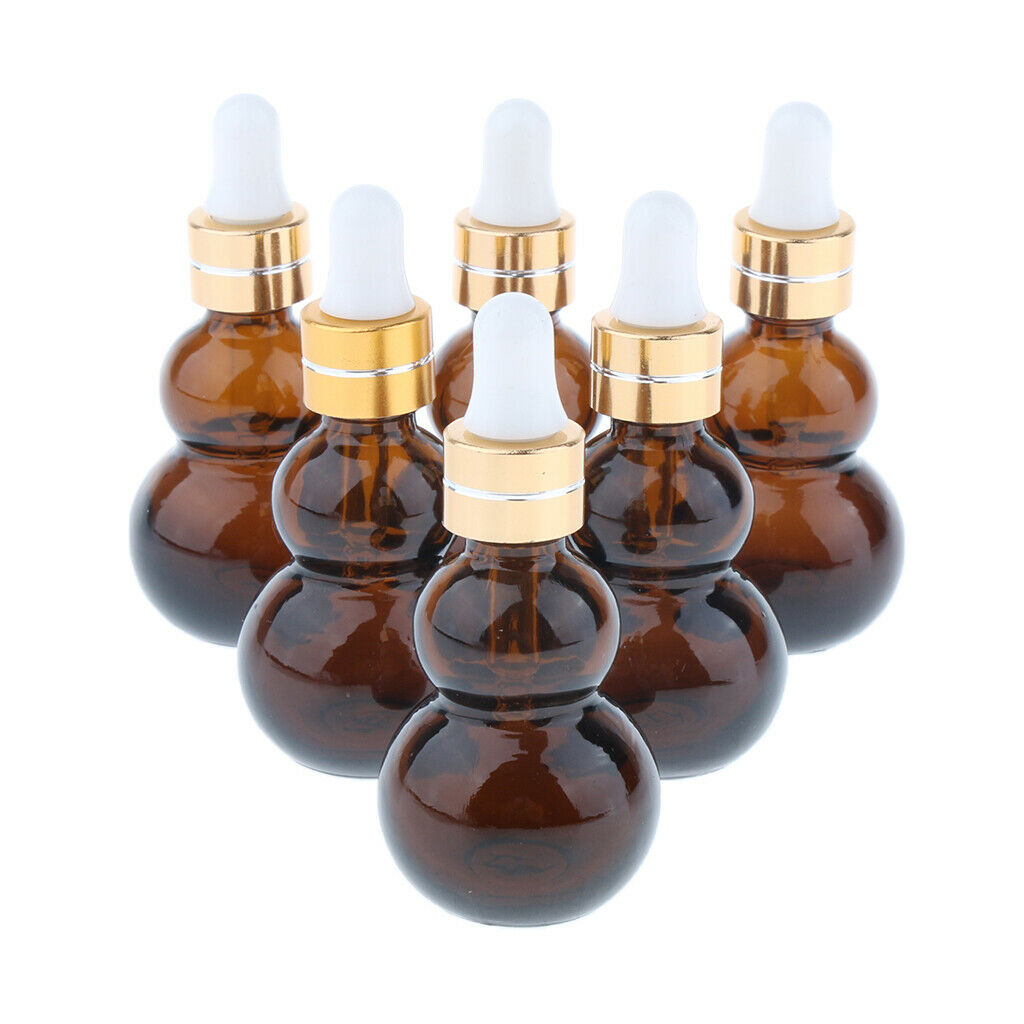 12Pcs Gourd Shaped Amber Glass Bottles for Essential Oil w/Glass Eye Dropper