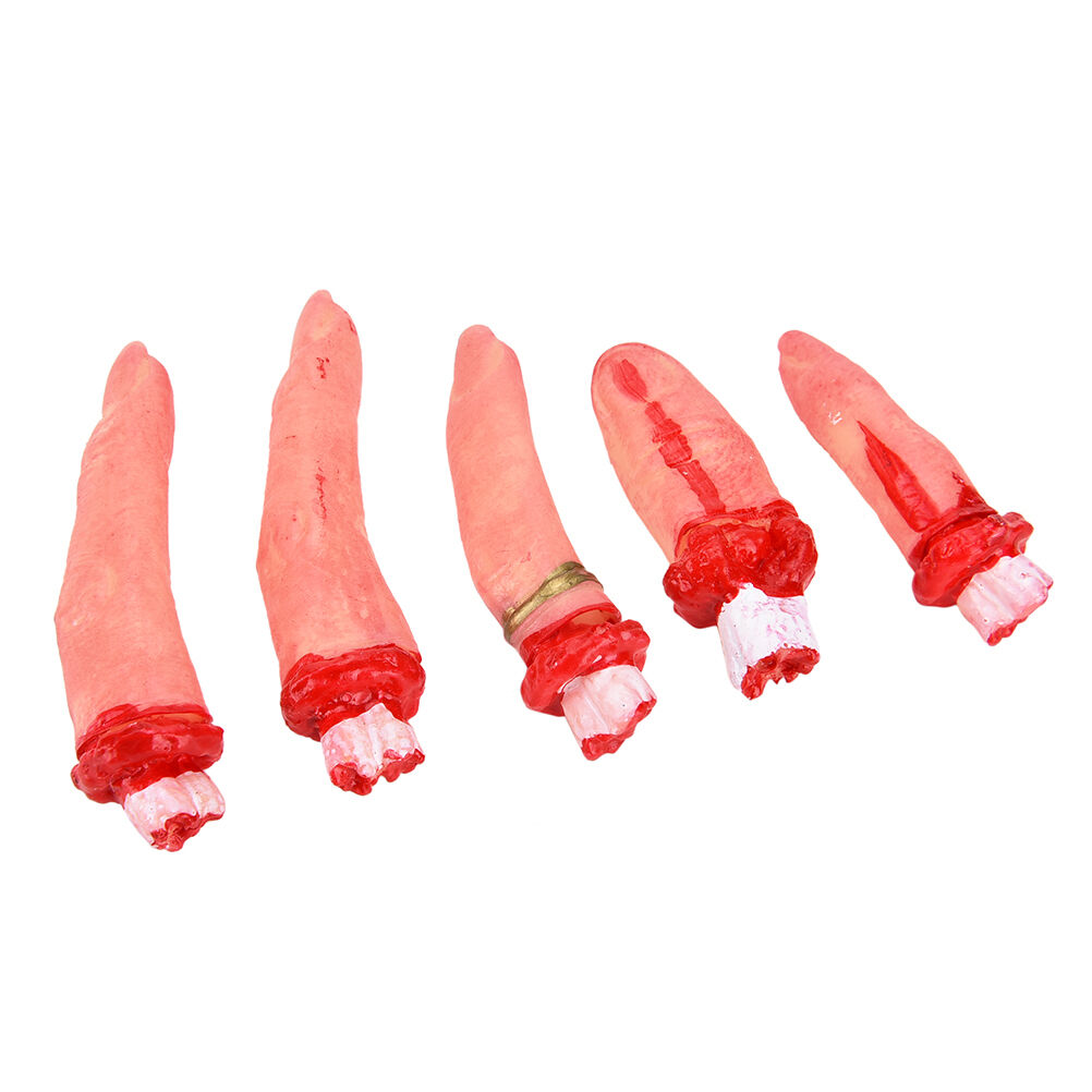 5in1 Halloween Horror Bloody Severed Chopped Fingers Chop Party Prop Deco.l8