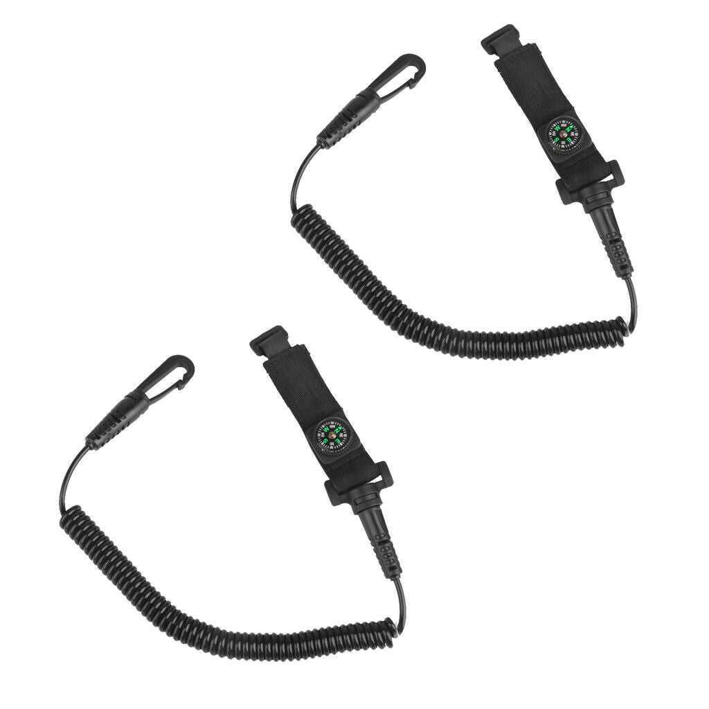 2Pcs 20" Kayak Canoe Boat Paddle Leash Oars Tether Clip Rod Holder & Compass