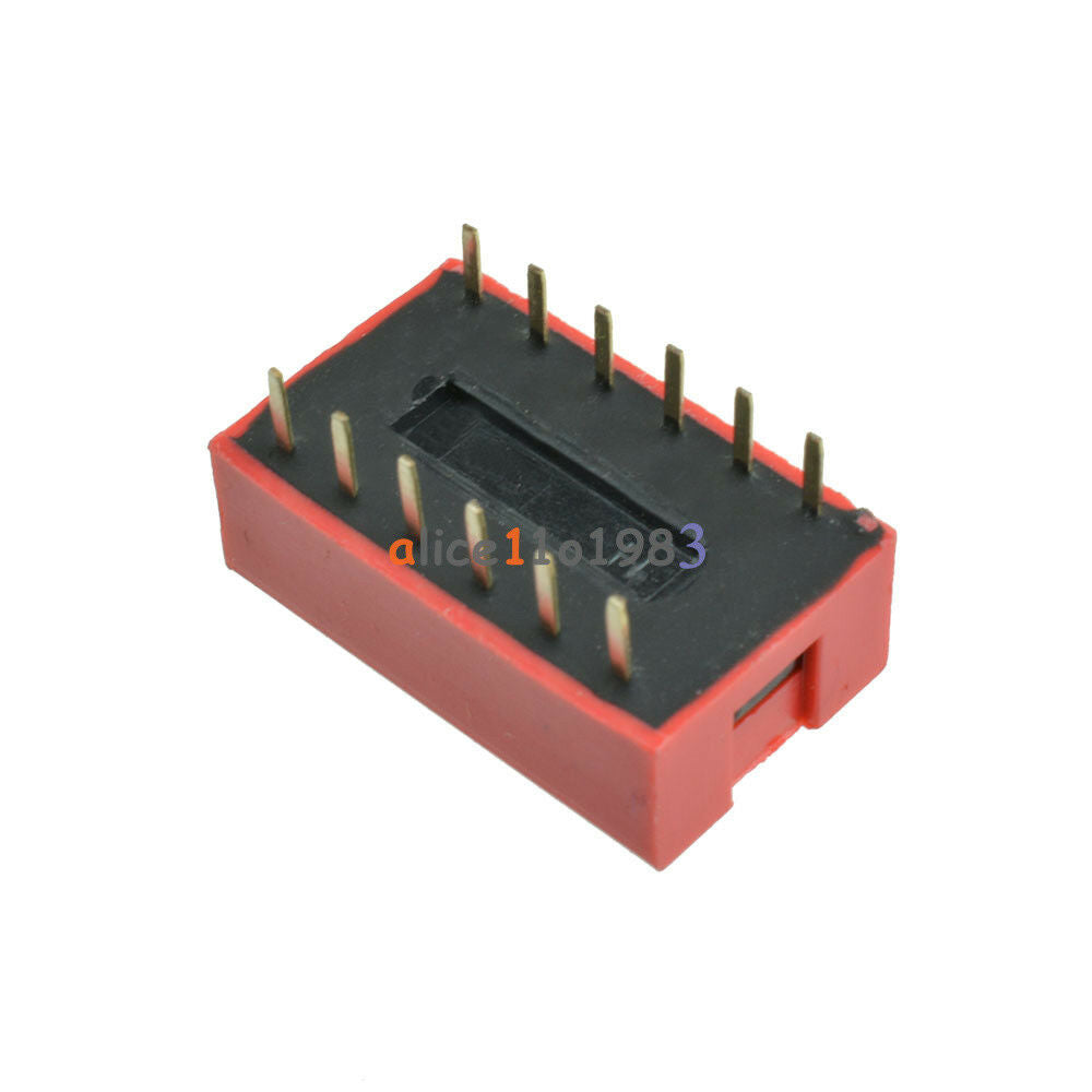 5PCS Red Slide Type Switch Module 2.54mm Pitch 6-Bit 6 Pin DIP Position Way