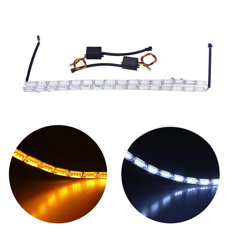 2x 12V Dual Color Tearful Eyes LED Turn Signal Daytime Running Light White Amber
