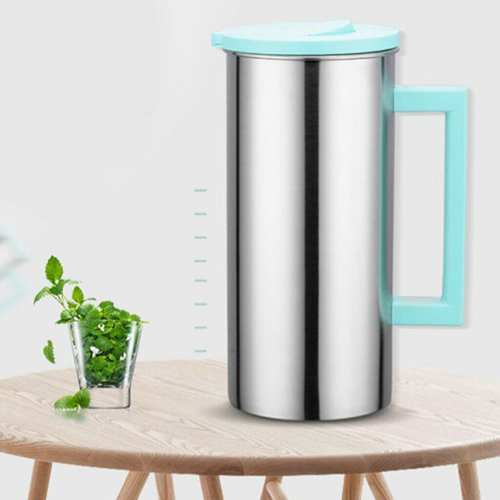 2 Pcs Stainless 1.8L / 61 Ounces/ 0.5 Gallon Water Pitcher Juice Ice Tea Jug