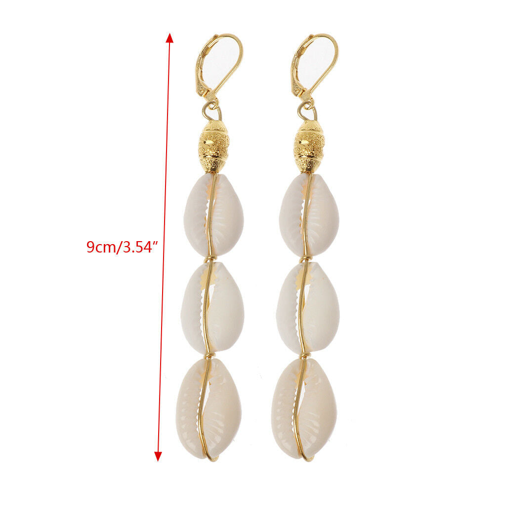 Bohemian Natural Cowrie Shell Pendant Drop Earrings Beach Fashion Jewelry Women