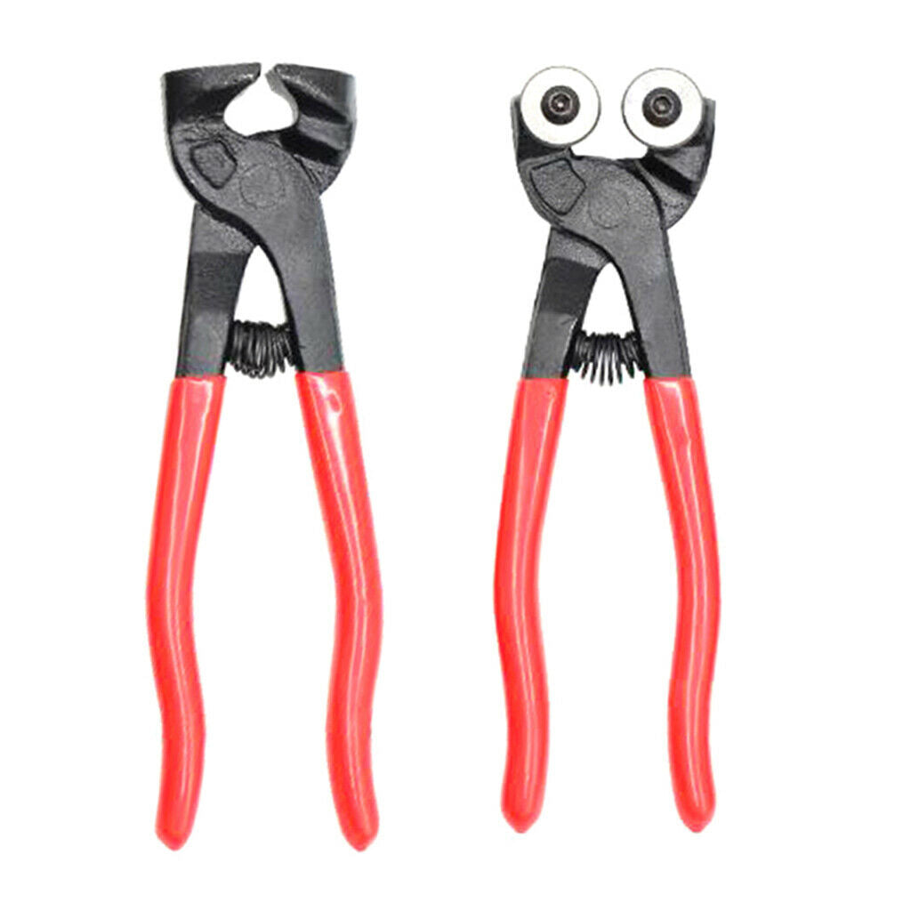 2xGlass Mosaic Cut Nippers Tile Plier Flat Tongs+Double Round Wheeled Plier