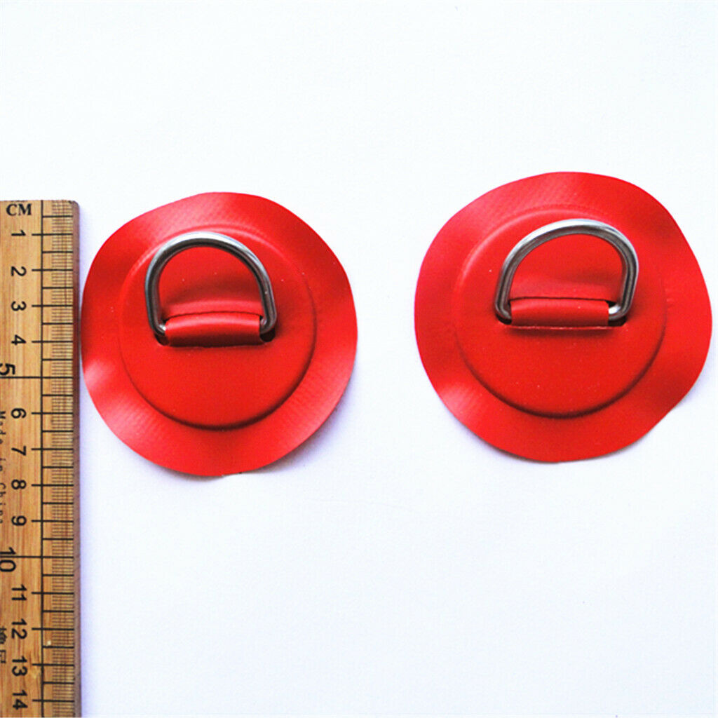 2 Pieces Red Durable 316 Stainless Steel D-Ring Pad / Patch for PVC Inflatable