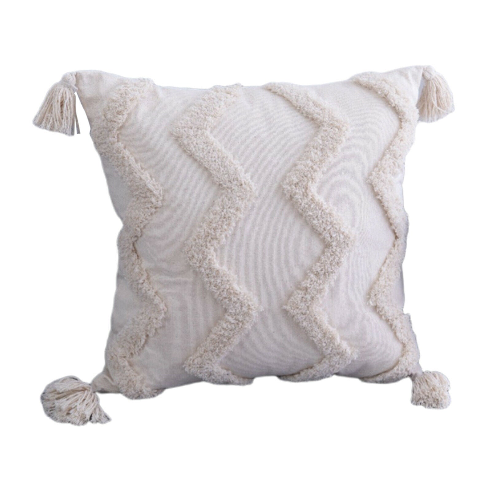 2Pcs Throw Pillow Covers Woven Tufted Pillowcases Accent for Farmhouse
