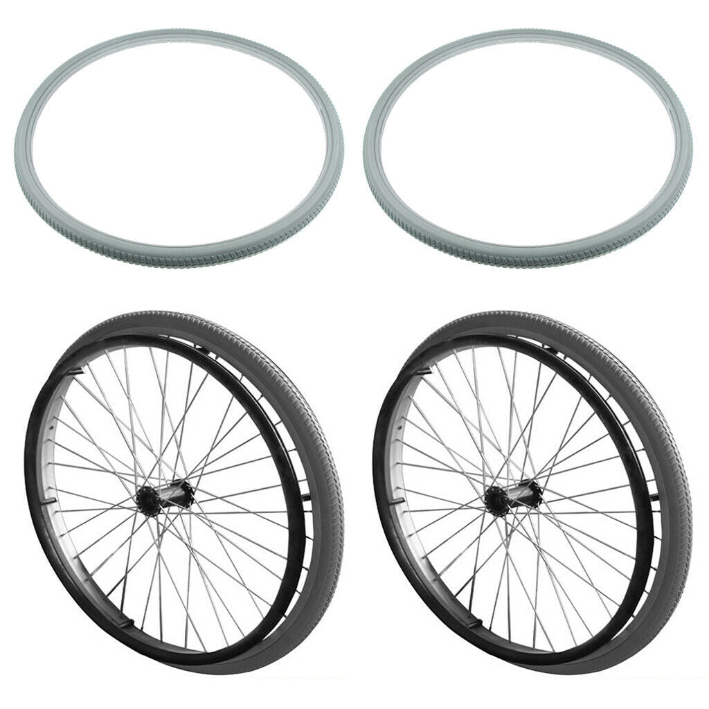 2 Pack PU No Flat Wheelchair Tires Replacement Tyre Fit 24x1 3/8'' Wheels