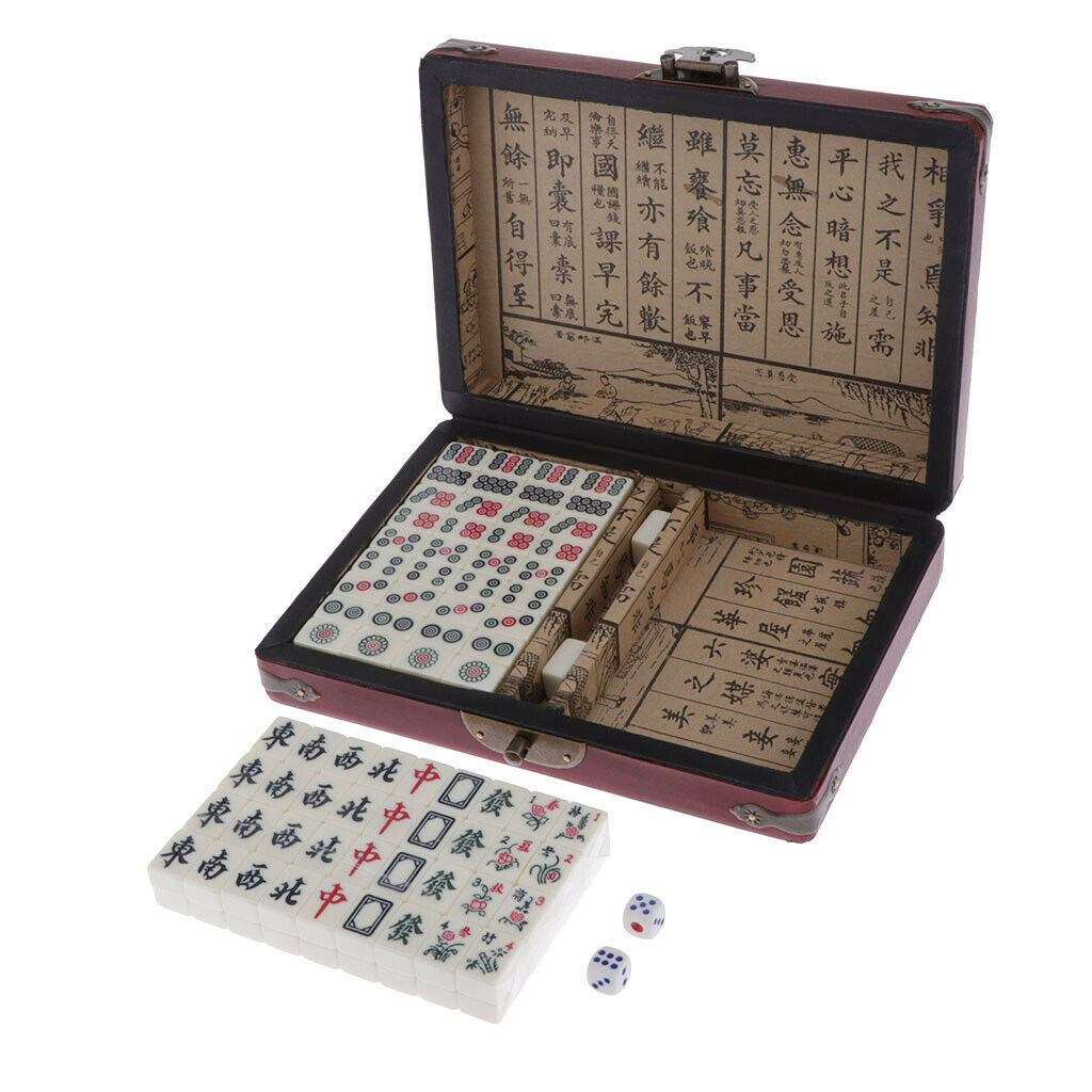 Mini Mahjong Traditional Chinese Version Travel Game Set Portable 144 Tiles