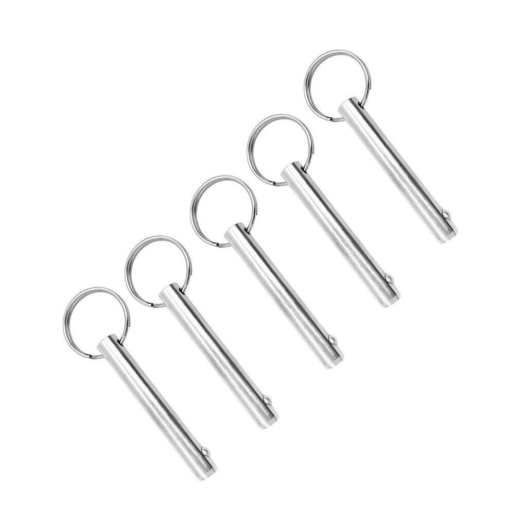 5pcs 10mm Dia Boat Top Quick Release Pull Ring Detent Pin, Stainless Steel