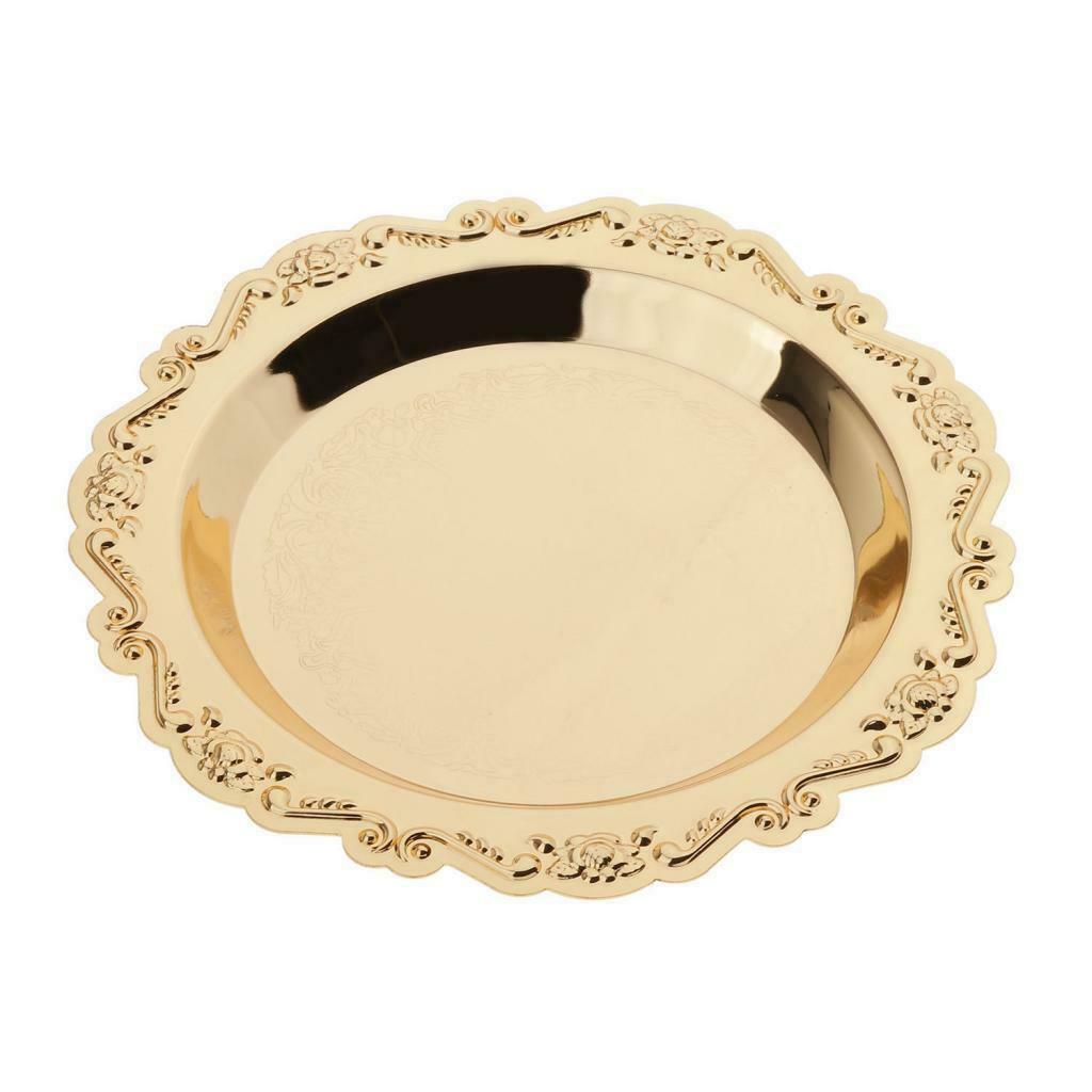 2pcs Golden Plates Fruits Holder Platter Curtley for Party Home Gathering